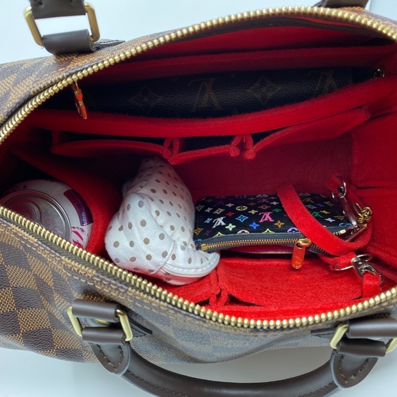 💎Louis Vuitton Speedy 35 Purse Organizer Insert Damier Abene Red 🔥 - Picture 3 of 8